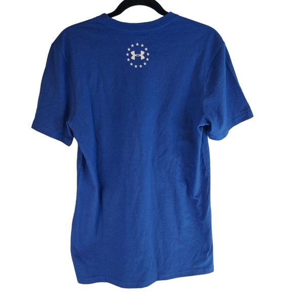 Under Armour Mens Blue Small Support The Troops Loose Fit‎ Short Sleeve T-Shirt - Picture 2 of 4